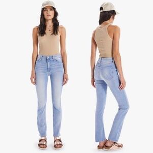 Mother The Mid-Rise Dazzler Ankle Flood Womens 29 Sweet Petals Light Wash